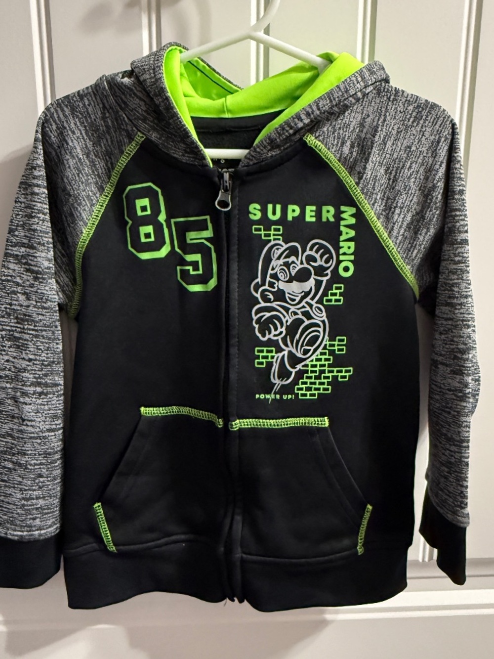 Jumping Beans Collectible Fleece Super Mario Black and Green Hoodie - Size 4
